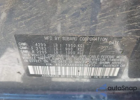 2017 Subaru Impreza 2.0I из США, поврежденный, VIN 4S3GKAA68H3616430